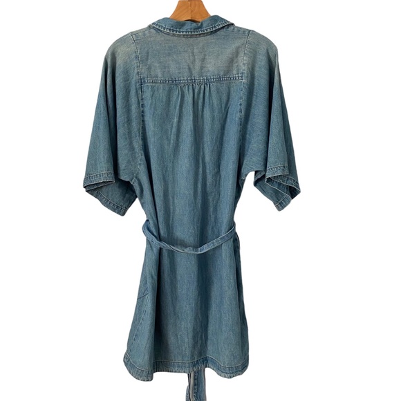 Anthropologie Pilcro Pull-on 1/3 Button Shirt Short Belted Denim Dress XS - Picture 7 of 9